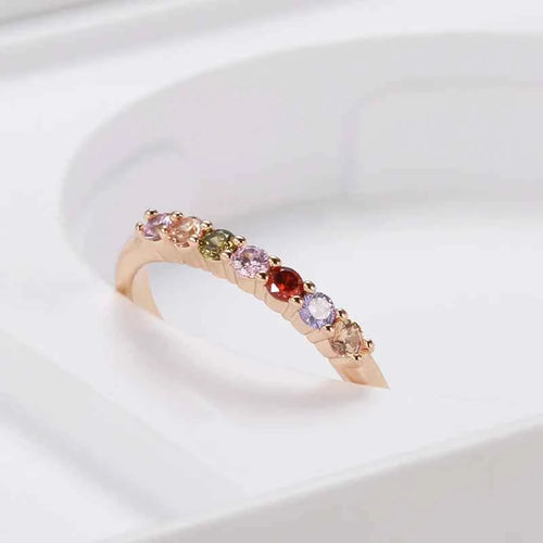 Rainbow Multi-Color Zircon Stacking Ring