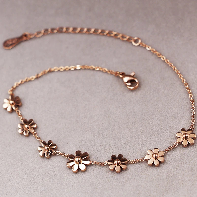 Rose Gold Women's Daisy Anklet