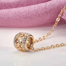 Rose Gold Hollow Flower Barrel Pendant Necklace