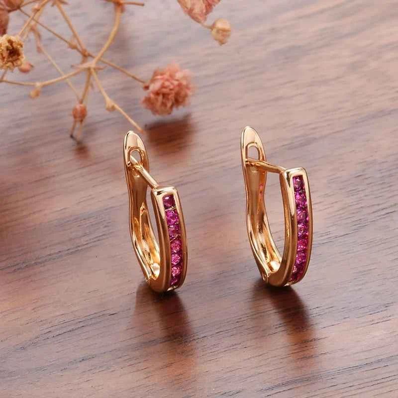 Rose Gold Green Zircon Mini Hoop Earrings