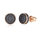Rose Gold Black Zircon Round Stud Earrings