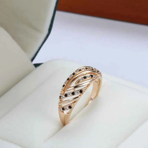 Rose Gold Ethnic Hollow Wave Ring