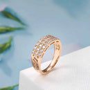 Triple-Row Pavé White Zircon Rose Gold Band