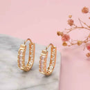 Natural Zircon Hollow Flower Drop Hoop Earrings