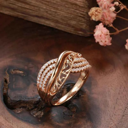 Rose Gold Hollow Flower Ethnic Ring