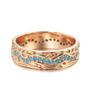 Turquoise Filigree Rose Gold Band Ring