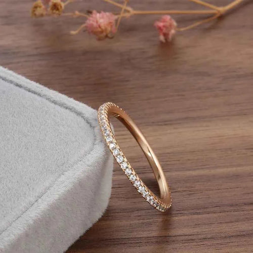 Pavé White Zircon Stackable Rose Gold Band