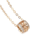 Rose Gold Hollow Flower Barrel Pendant Necklace