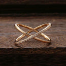 Geometric Cross Pave Zircon Rose Gold Ring