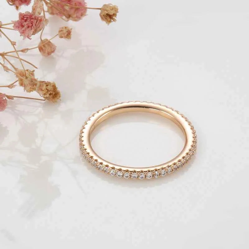 Pavé White Zircon Stackable Rose Gold Band