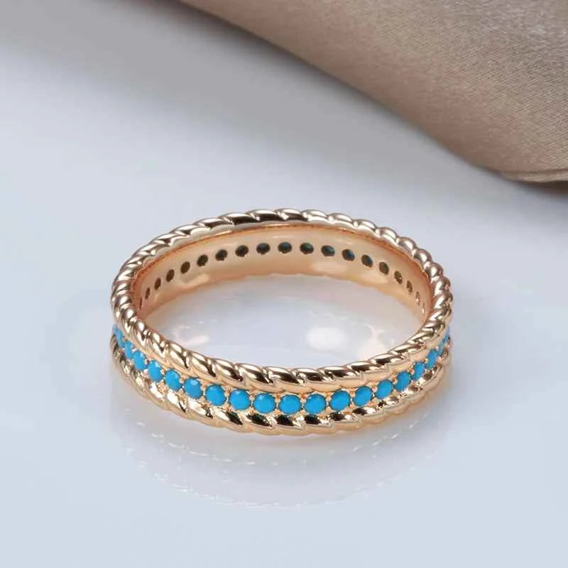 Rose Gold Turquoise Eternity Stacking Ring