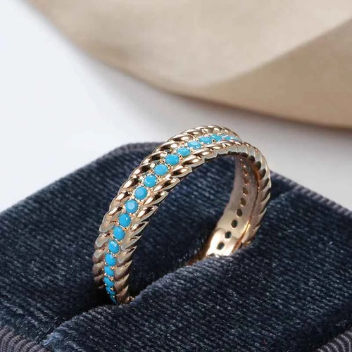 Rose Gold Turquoise Eternity Stacking Ring