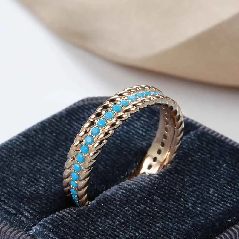 Rose Gold Turquoise Eternity Stacking Ring