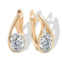Rose Gold Oval Zircon Twist Drop Earrings