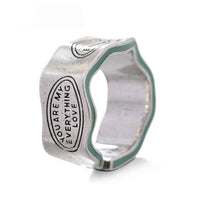 Letter Carving Retro Thai Silver Female Finger Ring