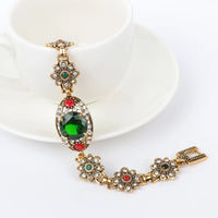 Green Stone Crystal Flower Bracelet