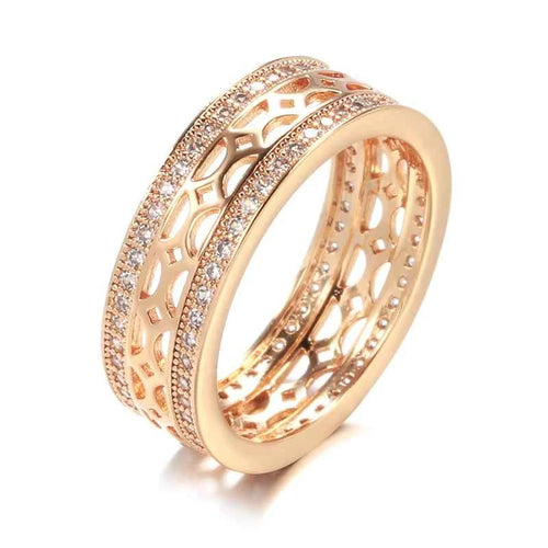 Micro Inlay Double Row Hollow Flower Ring