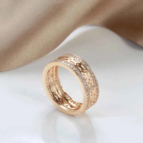 Micro Inlay Double Row Hollow Flower Ring