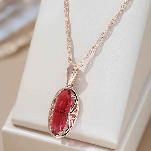 Oval Gemstone Pendant Necklace
