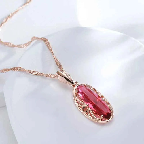 Oval Gemstone Pendant Necklace