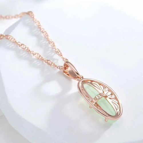 Oval Gemstone Pendant Necklace