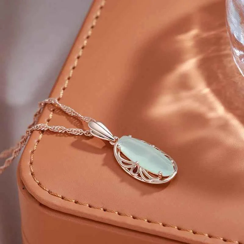 Oval Gemstone Pendant Necklace