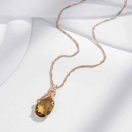Oval Light Brown Gemstone Pendant Necklace