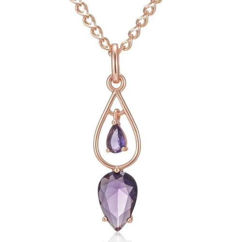 Purple Gemstone Long Pendant Necklace