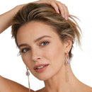 Purple Zircon Long Tassel Drop Earrings in Rose Gold
