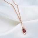 Red Gemstone Rose Gold Color Long Pendant Necklace