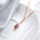 Red Gemstone Rose Gold Color Long Pendant Necklace
