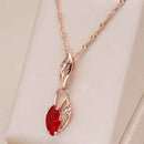 Red Gemstone Vintage Flower Pendant Necklace