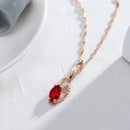 Red Gemstone Vintage Flower Pendant Necklace