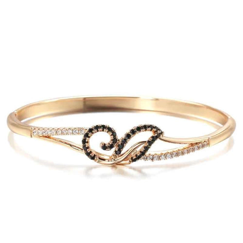 Rose Gold Black Gemstone Cuff Bracelet