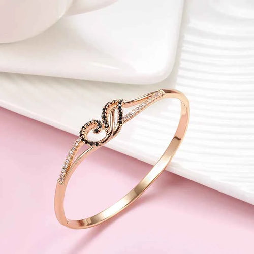 Rose Gold Black Gemstone Cuff Bracelet