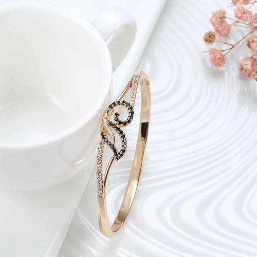 Rose Gold Black Gemstone Cuff Bracelet