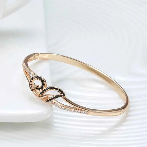 Rose Gold Black Gemstone Cuff Bracelet
