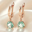 Rose Gold Mint Green Zircon Drop Earrings