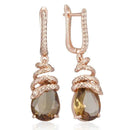 Rose Gold Brown Zircon Snake Drop Earrings