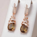 Rose Gold Brown Zircon Snake Drop Earrings