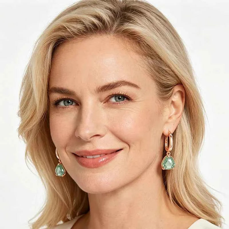Rose Gold Mint Green Zircon Drop Earrings