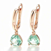 Rose Gold Mint Green Zircon Drop Earrings