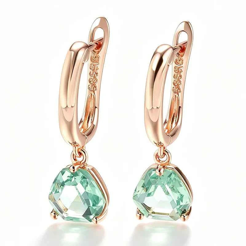 Rose Gold Mint Green Zircon Drop Earrings