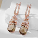 Rose Gold Brown Zircon Snake Drop Earrings