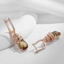 Rose Gold Brown Zircon Snake Drop Earrings