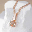 Rose Gold Color Crystal Flower Pendant Necklace