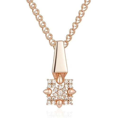 Rose Gold Color Crystal Flower Pendant Necklace