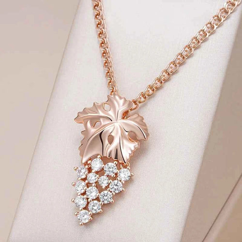 Rose Gold Color Crystal Grape Pendant Necklace