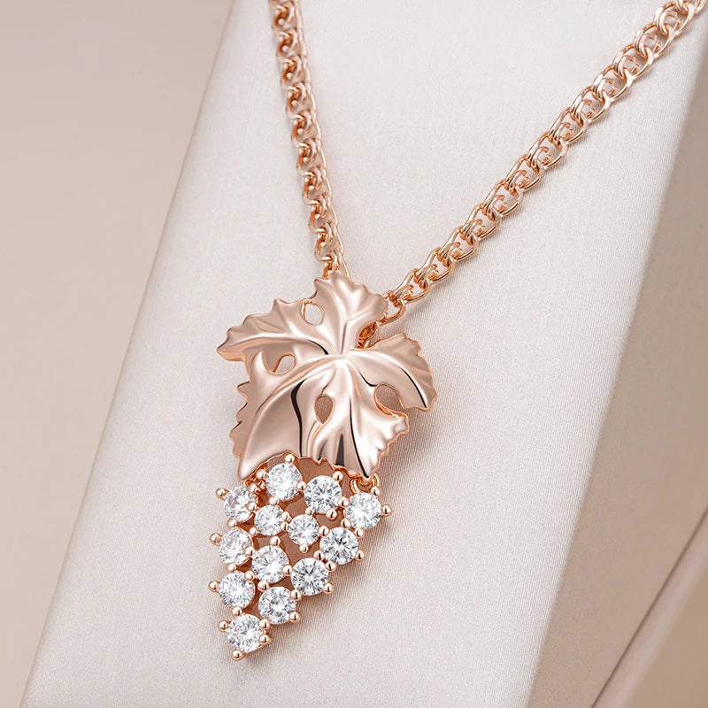 Rose Gold Color Crystal Grape Pendant Necklace