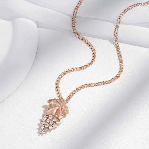 Rose Gold Color Crystal Grape Pendant Necklace